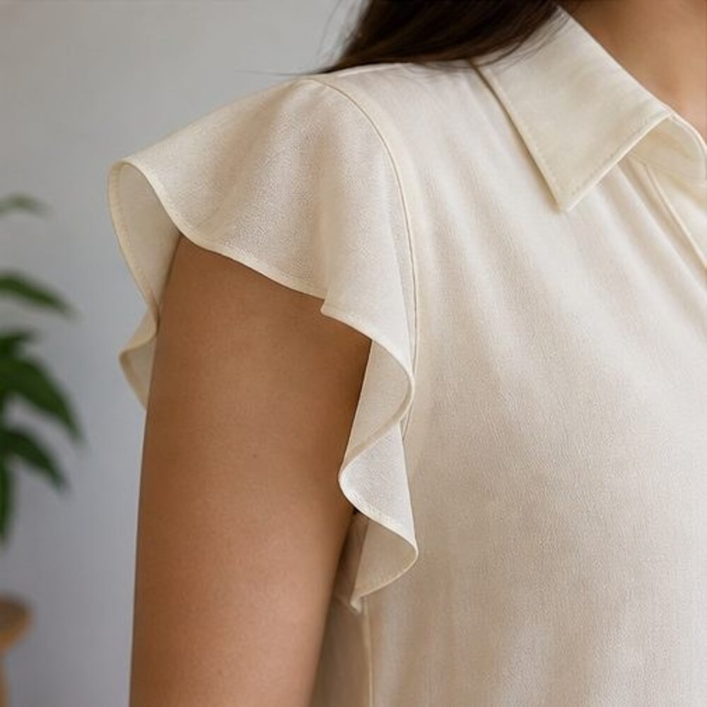 Cream Button Blouse - Picture 5 of 6